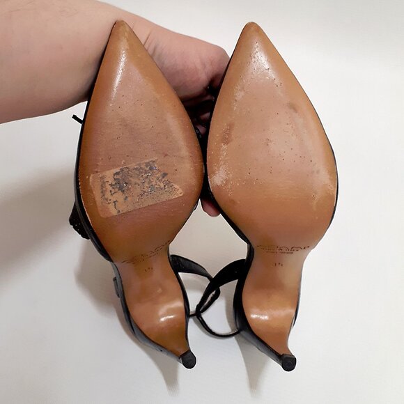 ADAMI Pinup Stiletto Heel Pumps with Ruffle Detail in Jet Black Leather - Picture 14 of 15